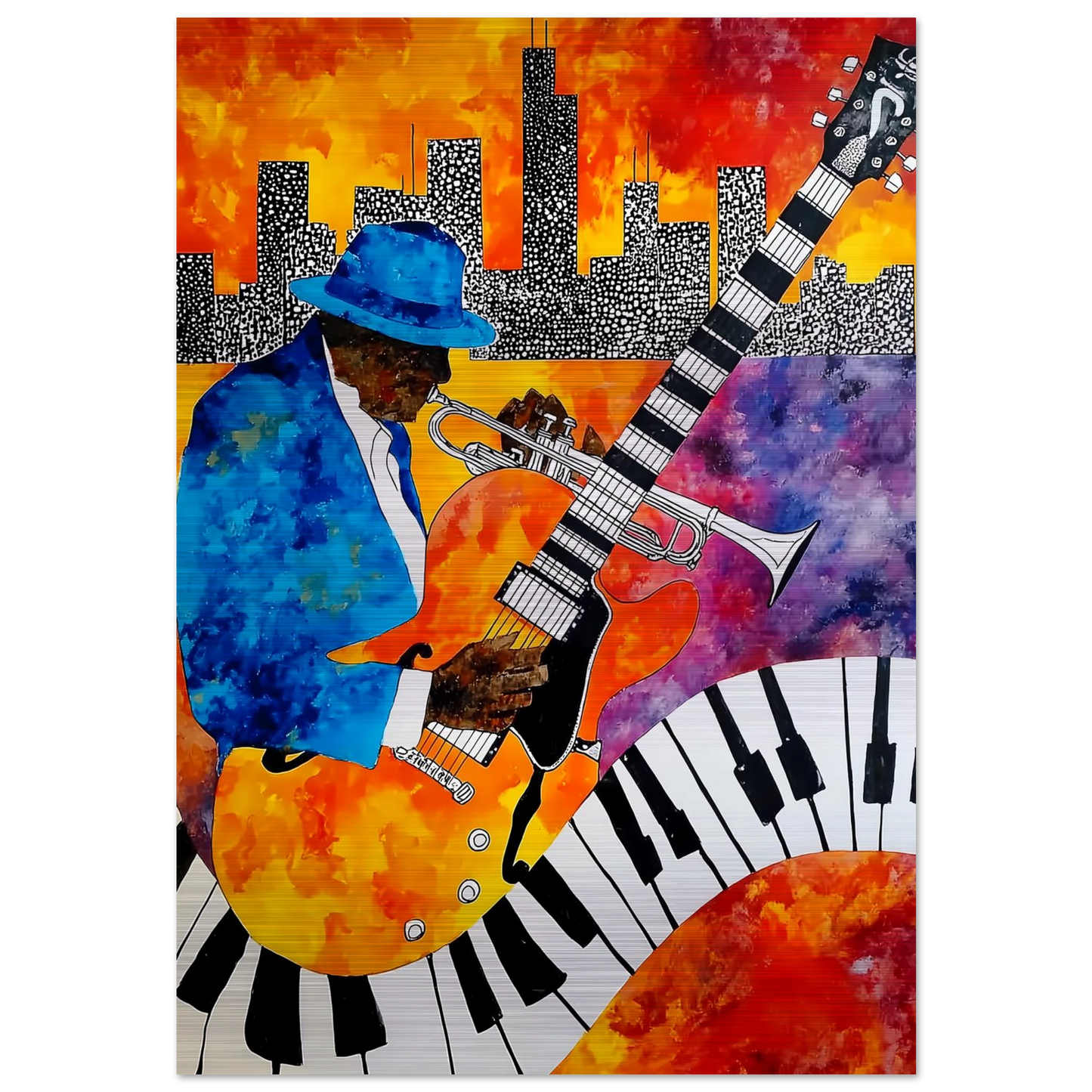 Blues en Ville — tableau aluminium — art mural STNCL