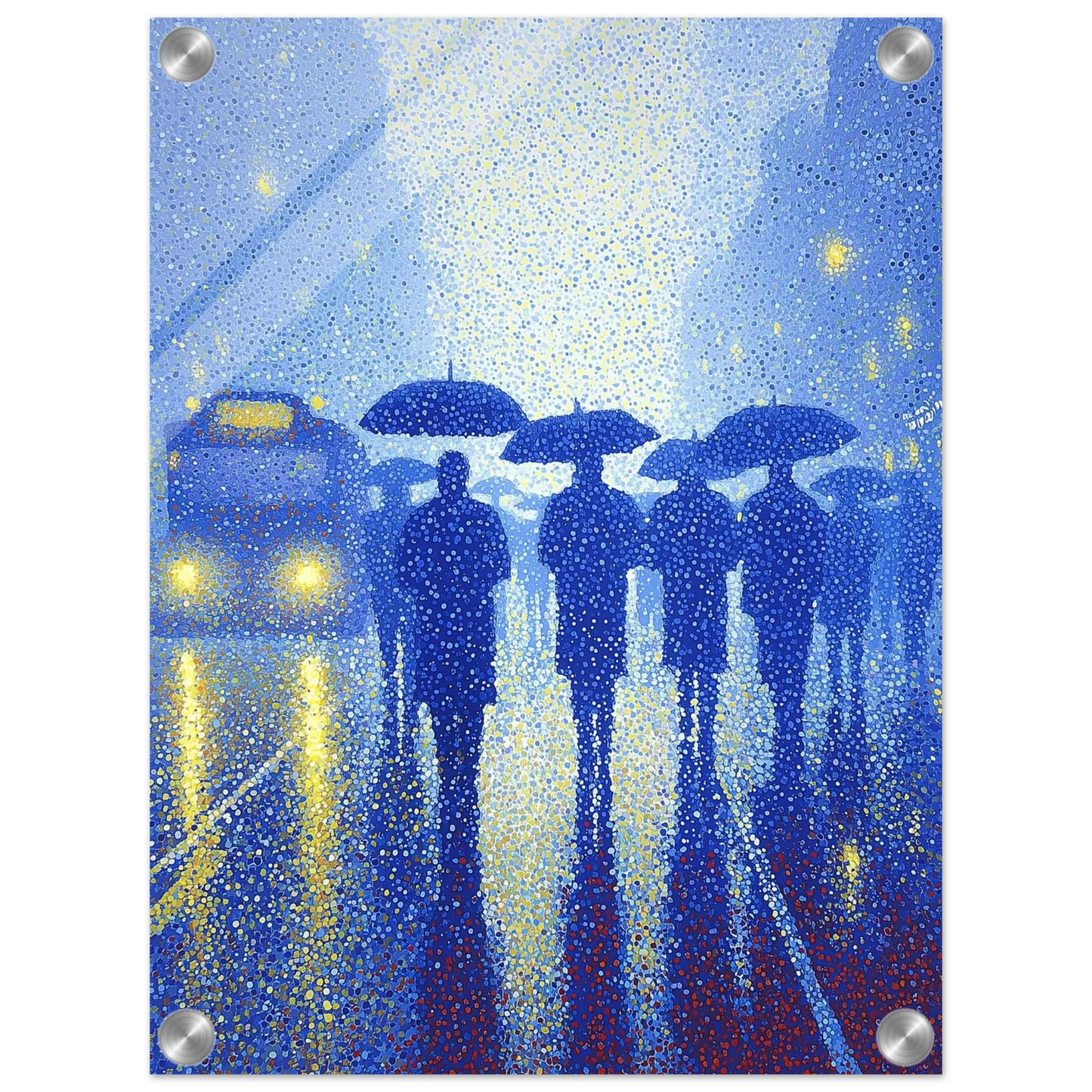 Pluie de Néon Bleu — tableau plexiglas — vue 2 — art mural STNCL