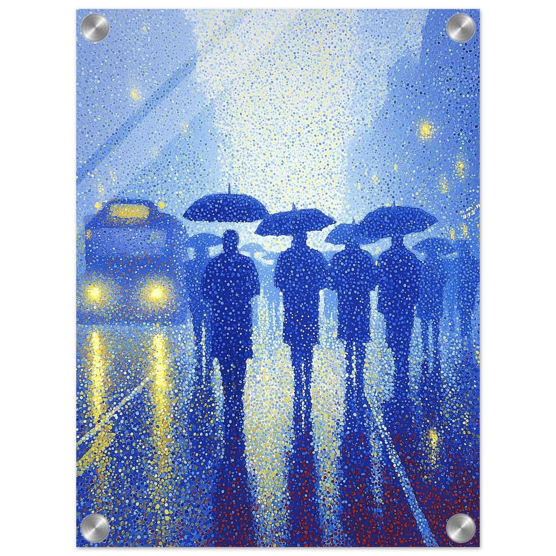 Pluie de Néon Bleu — tableau plexiglas — vue 2 — art mural STNCL