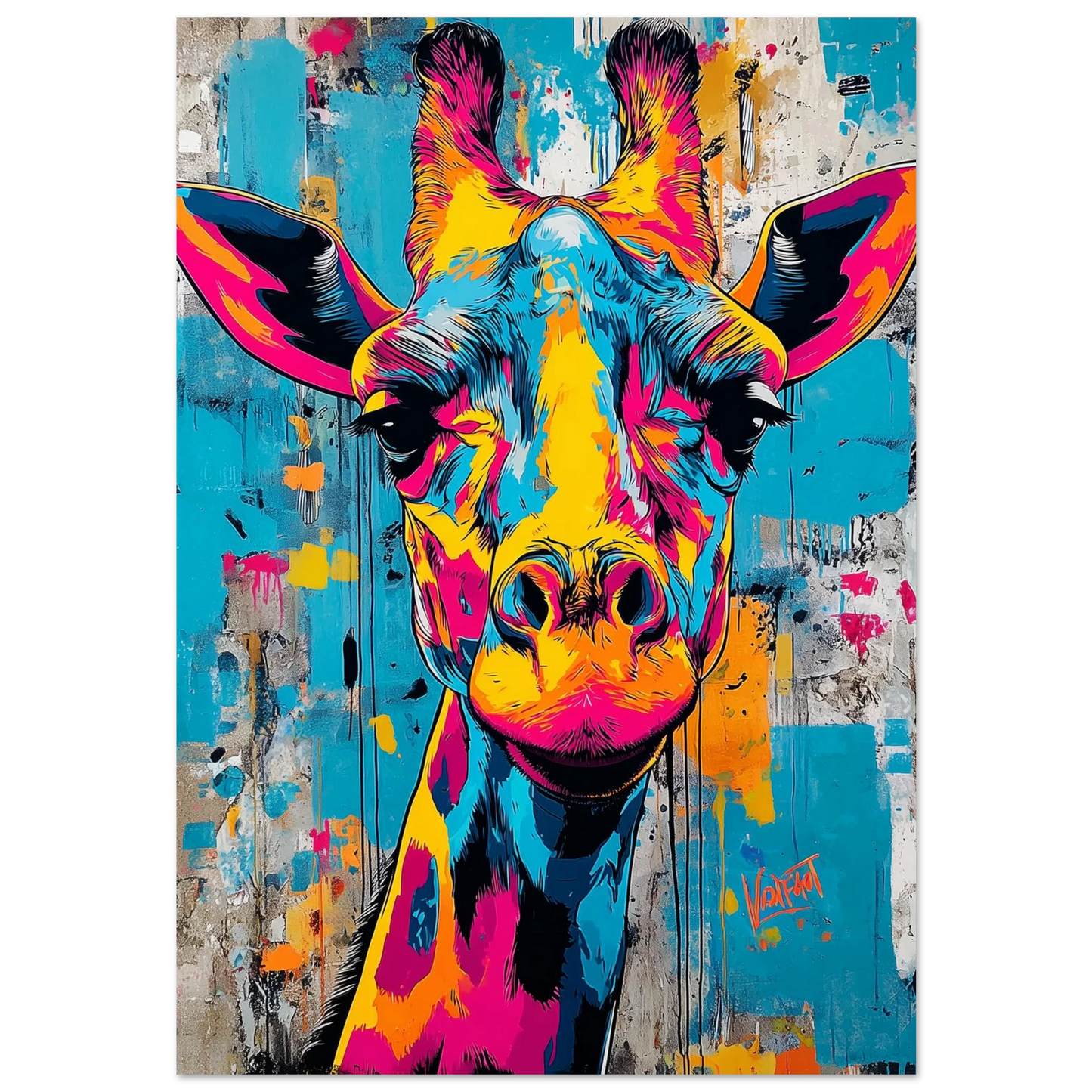Girafe aux Mille Couleurs — tableau aluminium — art mural STNCL