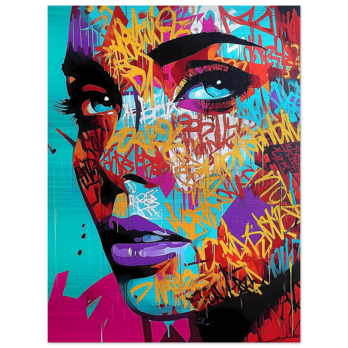 Lettres sur le Visage — tableau aluminium — vue 2 — art mural STNCL