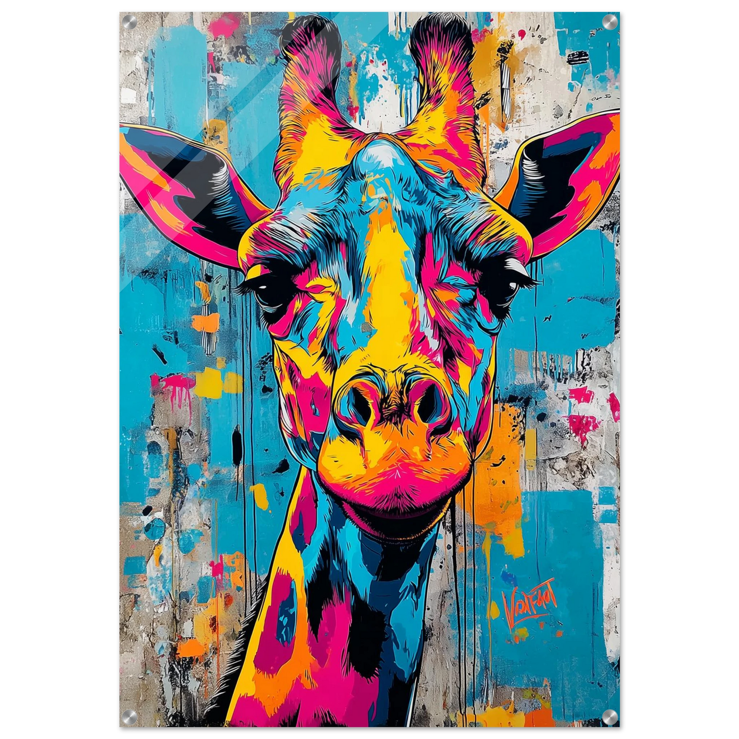 Girafe aux Mille Couleurs — tableau plexiglas — art mural STNCL