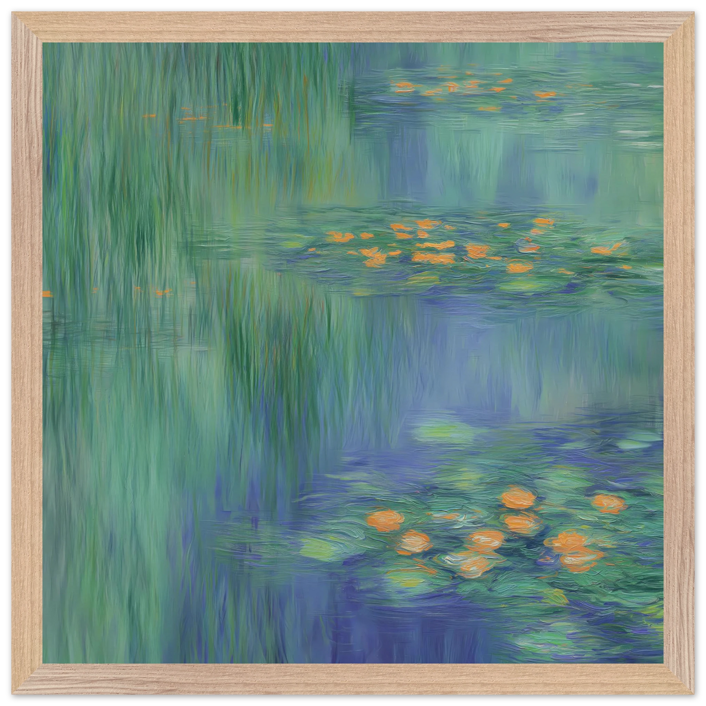 Reflets de Nénuphars — tableau encadré bois — vue 4 — art mural STNCL