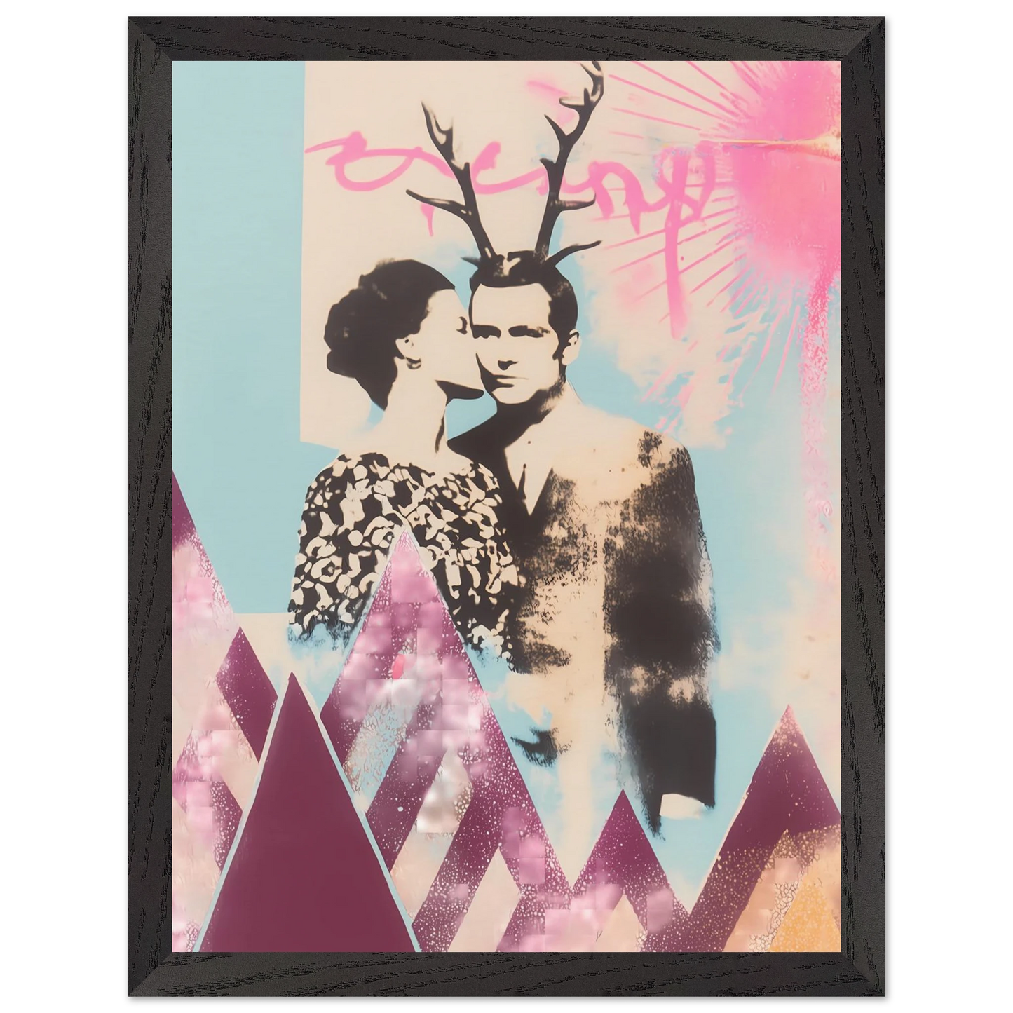 Le Couple aux Bois — tableau encadré bois — vue 4 — art mural STNCL