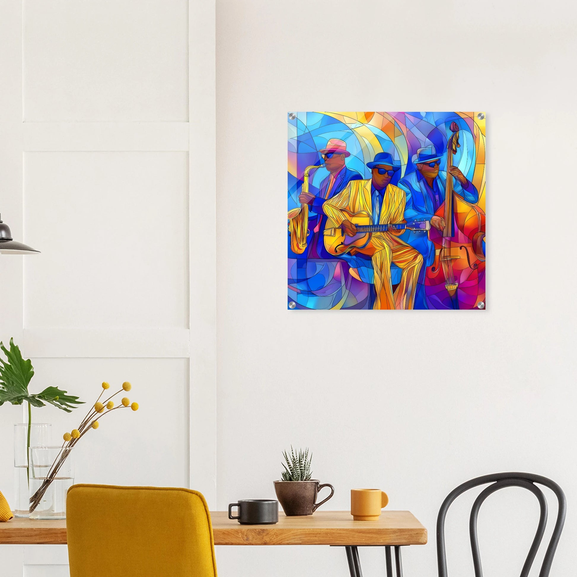 Trio de Jazz — tableau plexiglas — vue 7 — art mural STNCL