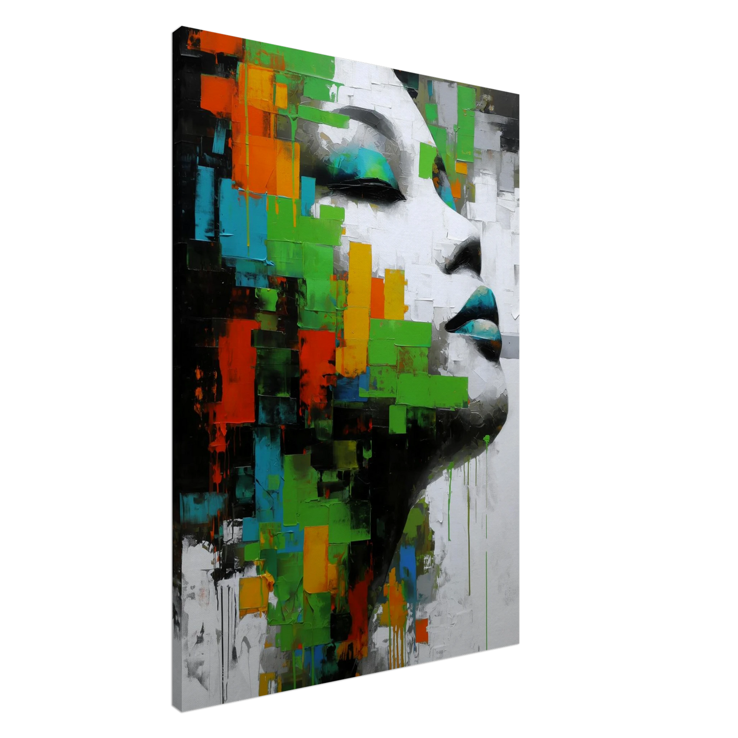 Visage aux Éclats Vifs — tableau sur toile — art mural STNCL