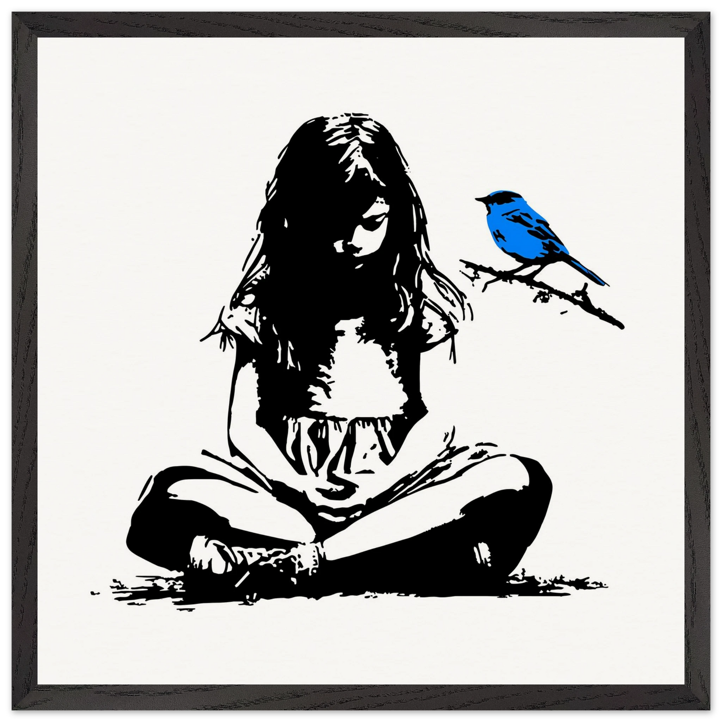 L'Oiseau Bleu — tableau encadré bois — vue 8 — art mural STNCL