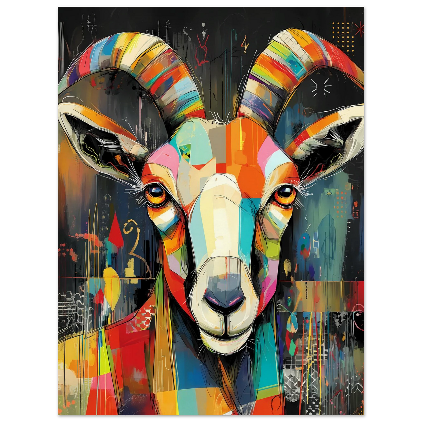 Bélier Bariolé — affiche d'art — vue 3 — art mural STNCL