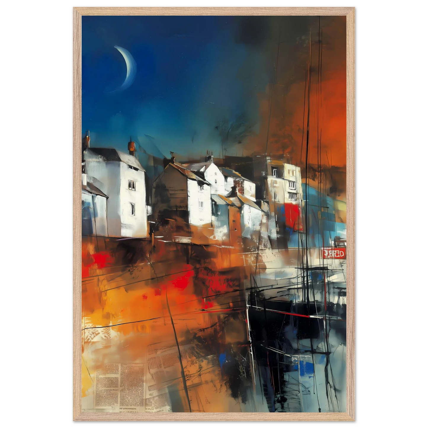 Port sous le Croissant de Lune — tableau encadré bois — vue 14 — art mural STNCL