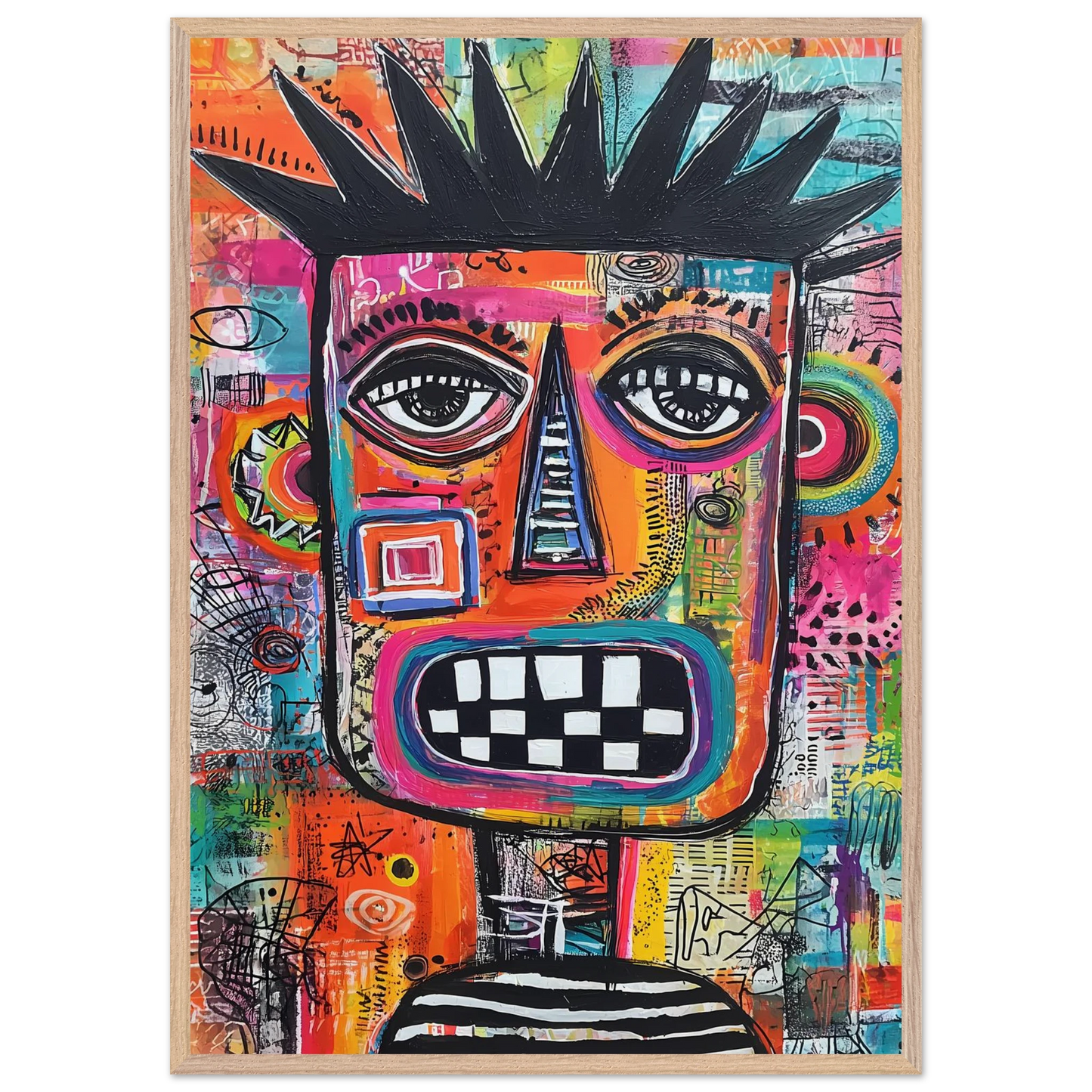 Masque Brut — tableau encadre bois — vue 6 — art mural STNCL