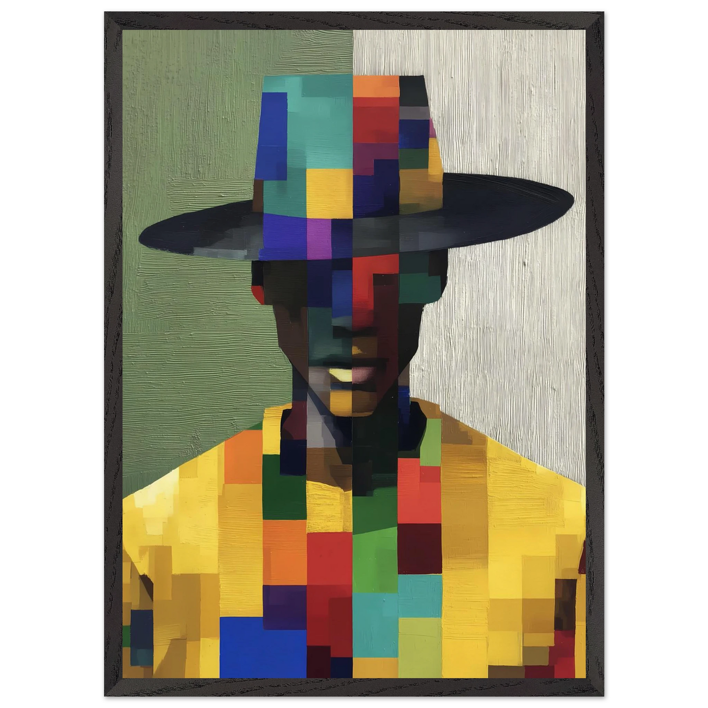 Portrait en Mosaïque — tableau encadre bois — vue 10 — art mural STNCL