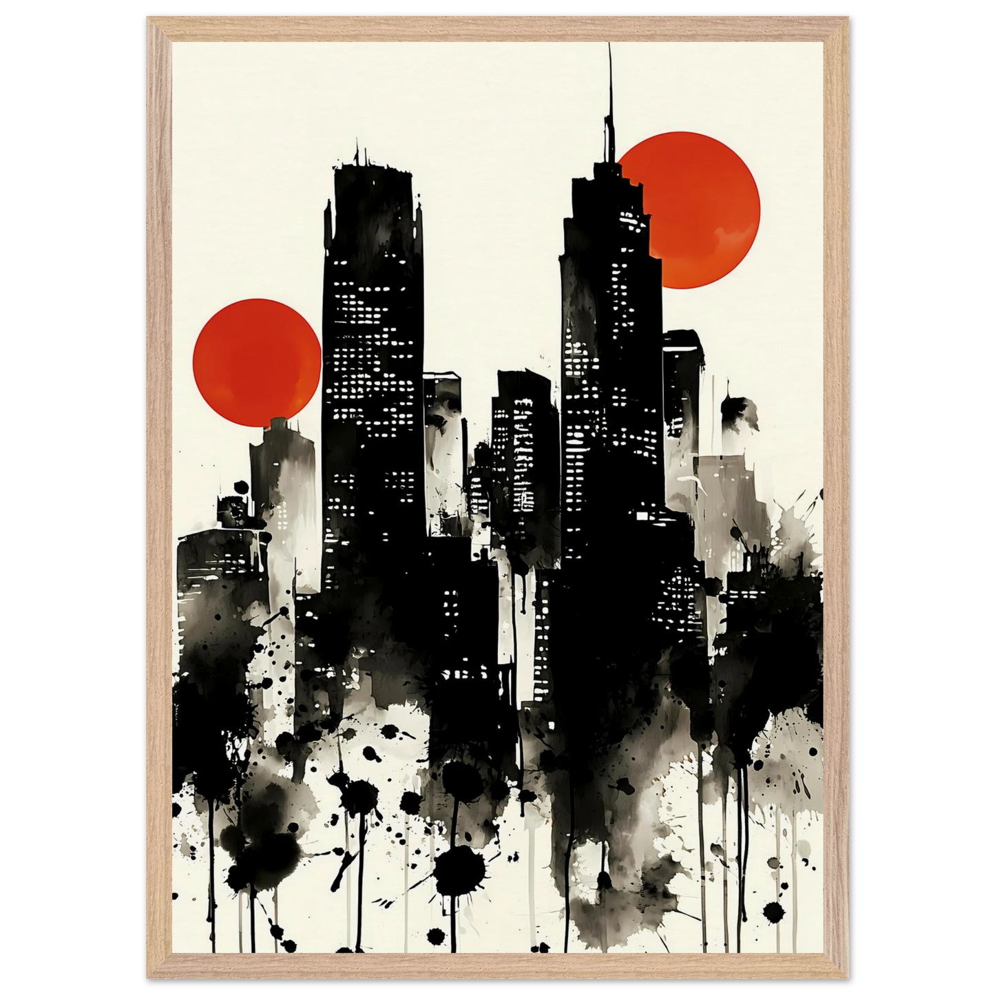 Ville d'Encre — tableau encadre bois — vue 13 — art mural STNCL