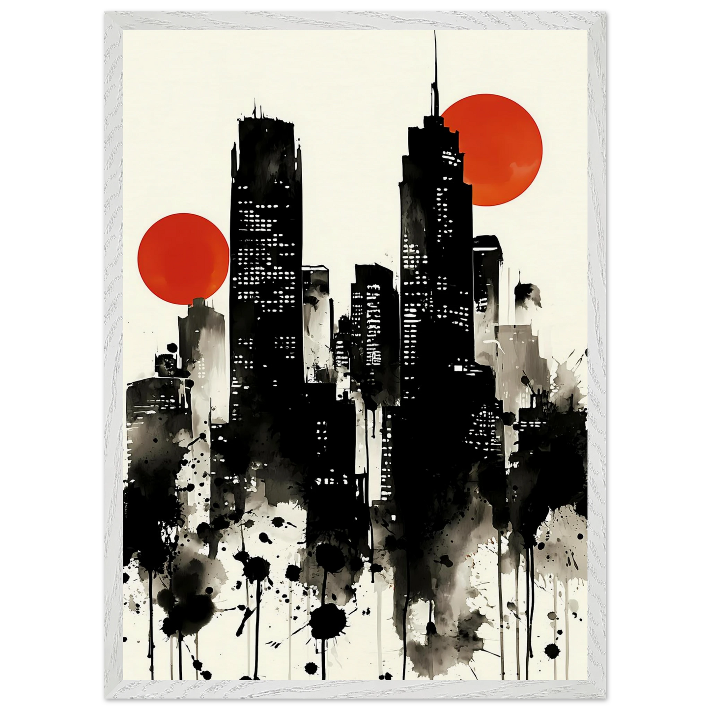 Ville d'Encre — tableau encadre bois — vue 11 — art mural STNCL