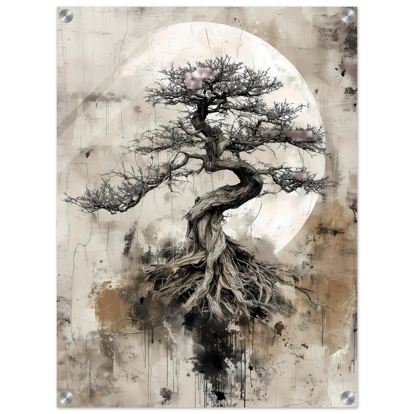 Bonsaï sous la Lune — tableau plexiglas — vue 4 — art mural STNCL