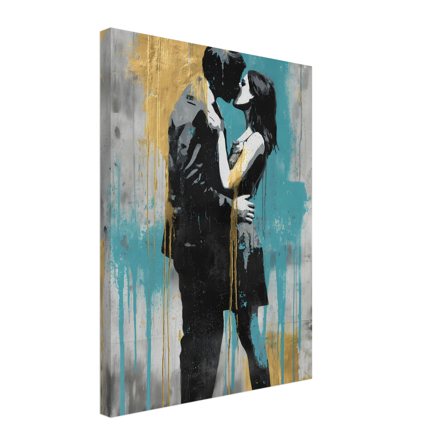 Baiser au Pochoir — tableau sur toile — vue 5 — art mural STNCL