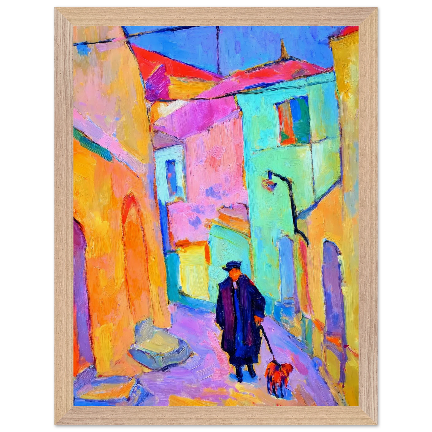 Le Promeneur en Bleu — tableau encadré bois — vue 12 — art mural STNCL