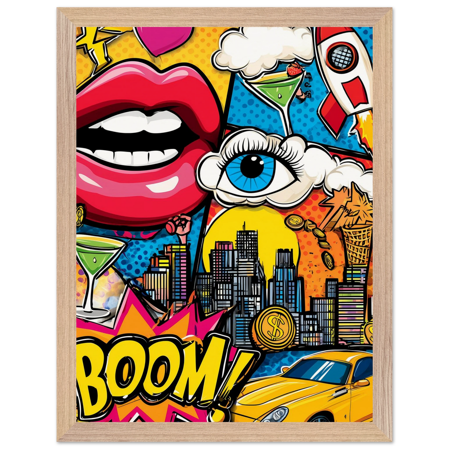 BOOM Pop Art — tableau encadre bois — vue 12 — art mural STNCL