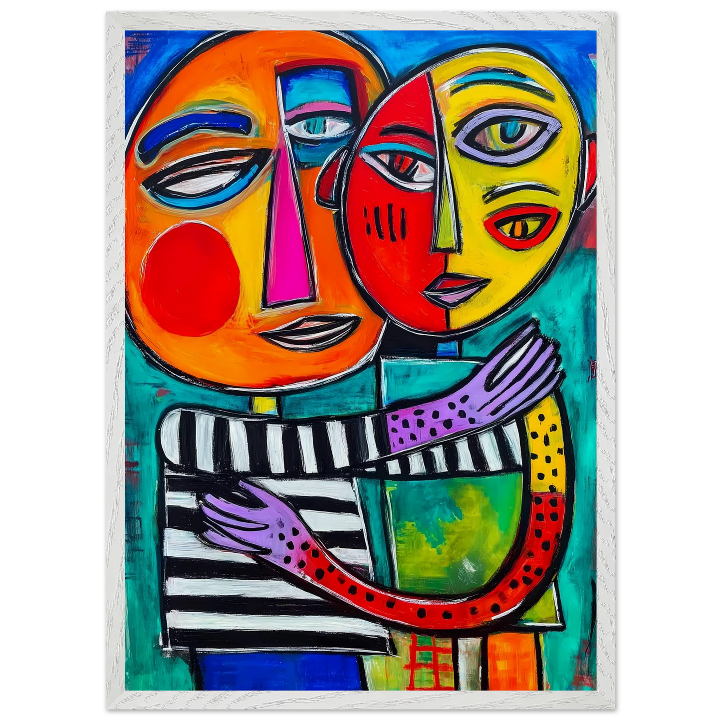 Étreinte Cubiste — tableau encadre bois — vue 11 — art mural STNCL
