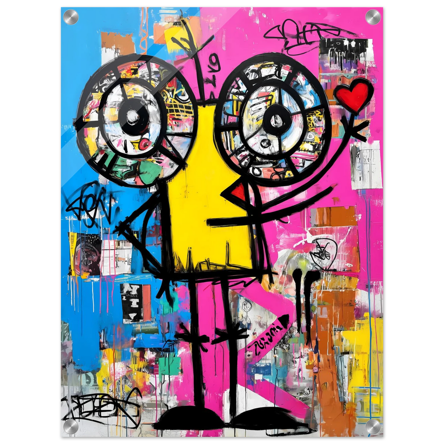 Petit Monstre au Cœur — tableau plexiglas — vue 4 — art mural STNCL