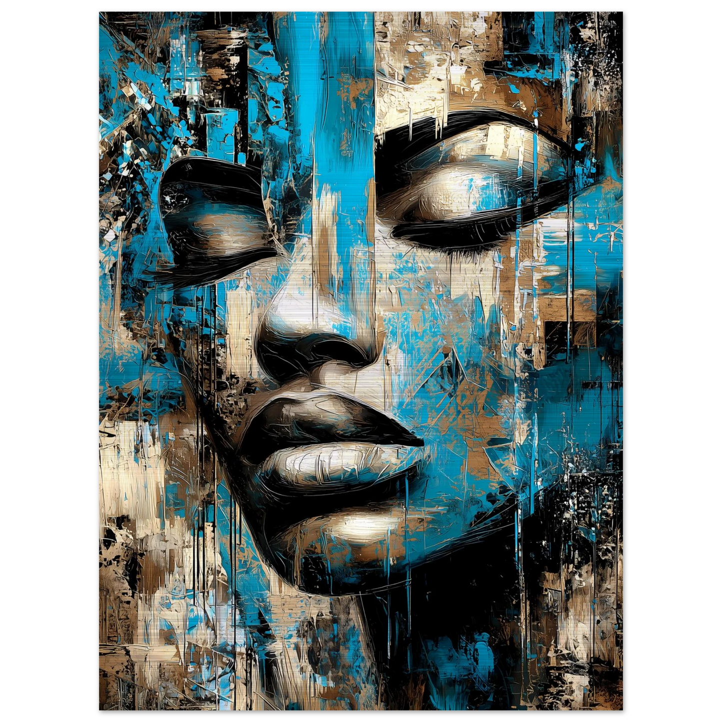Bleu et Or — tableau aluminium — vue 5 — art mural STNCL