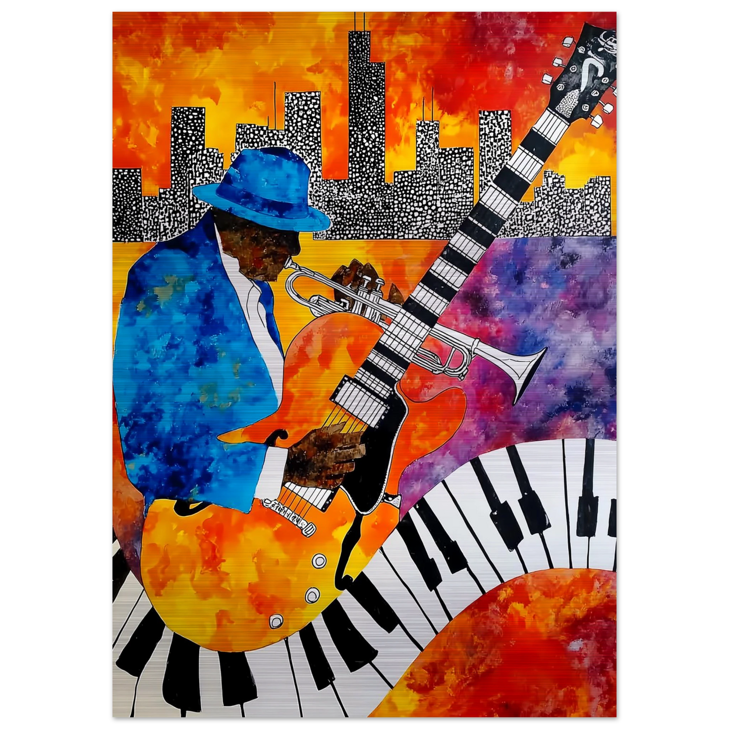 Blues en Ville — tableau aluminium — vue 4 — art mural STNCL