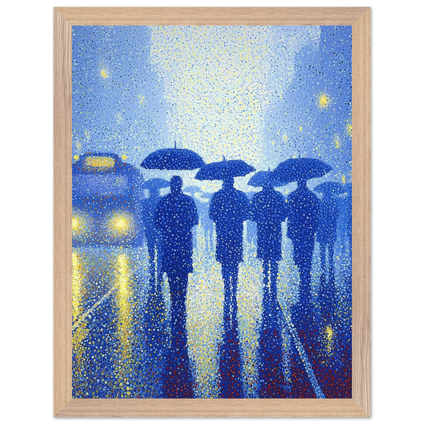 Pluie en Pointillés — tableau encadré bois — vue 12 — art mural STNCL