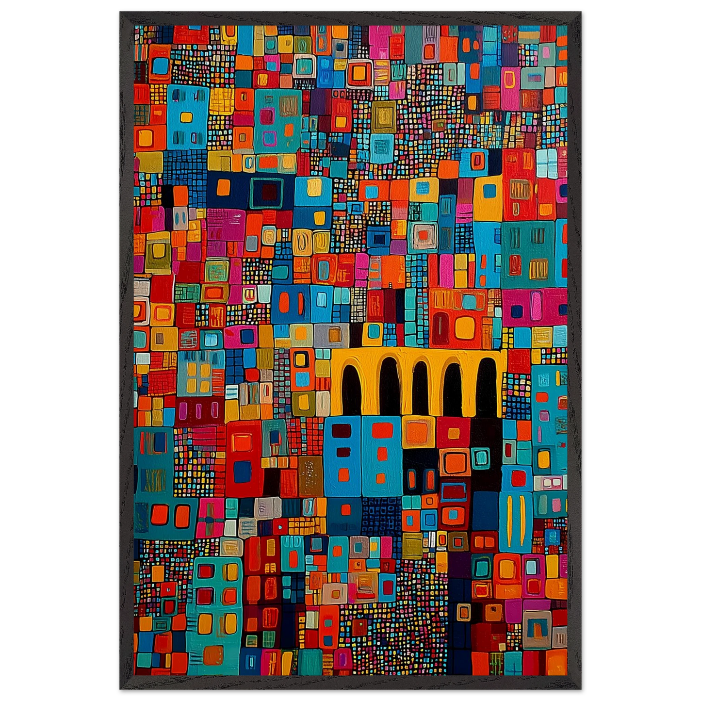 Cité Mosaïque — tableau encadre bois — vue 2 — art mural STNCL