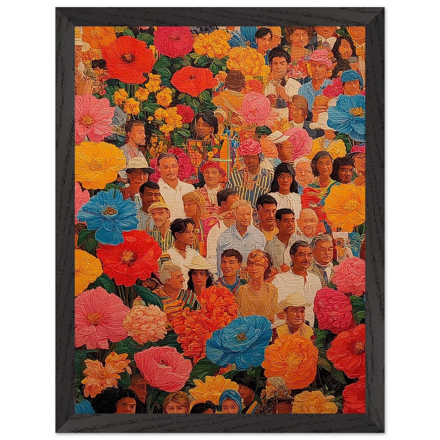 Jardin des Visages — tableau encadré bois — vue 4 — art mural STNCL
