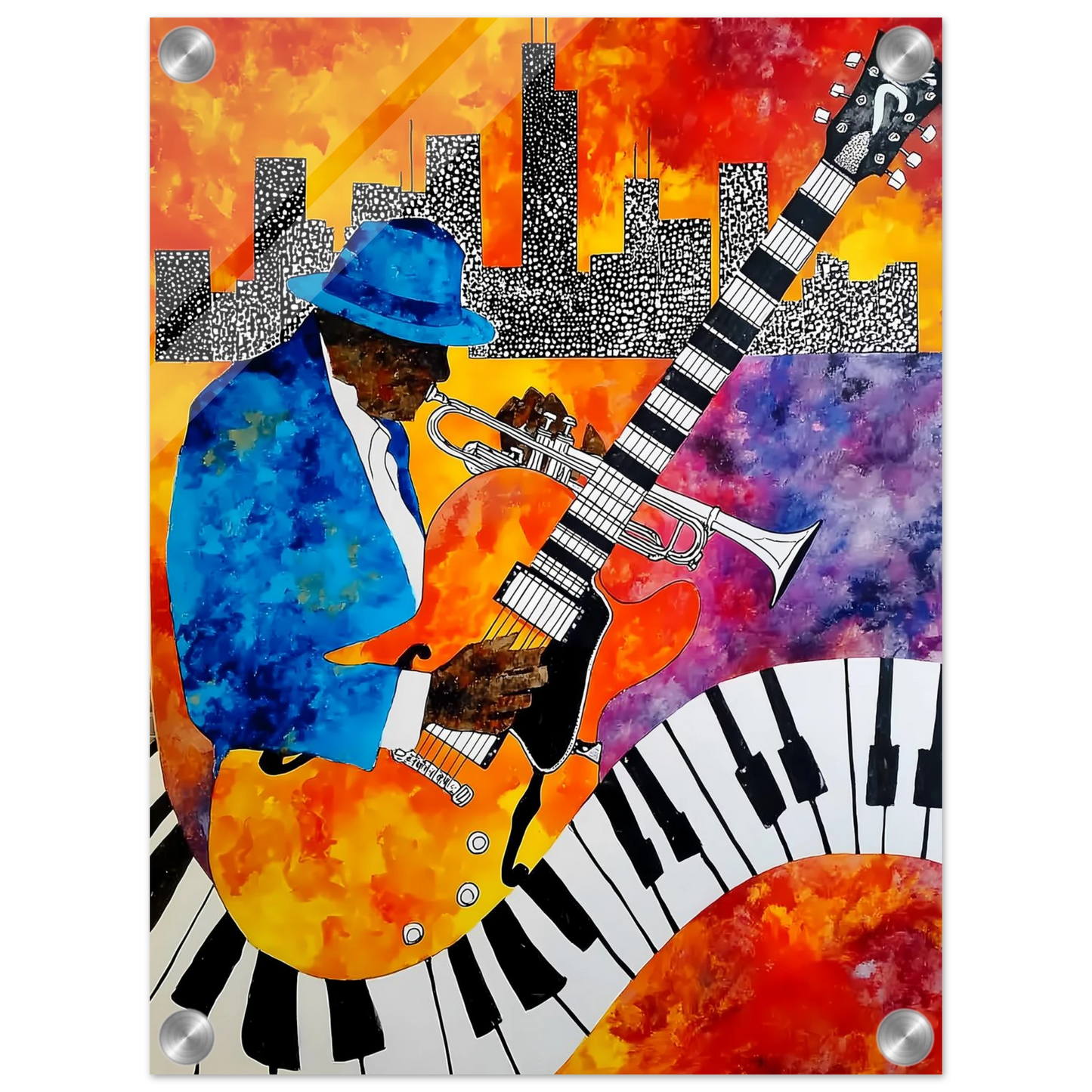 Blues en Ville — tableau plexiglas — vue 3 — art mural STNCL