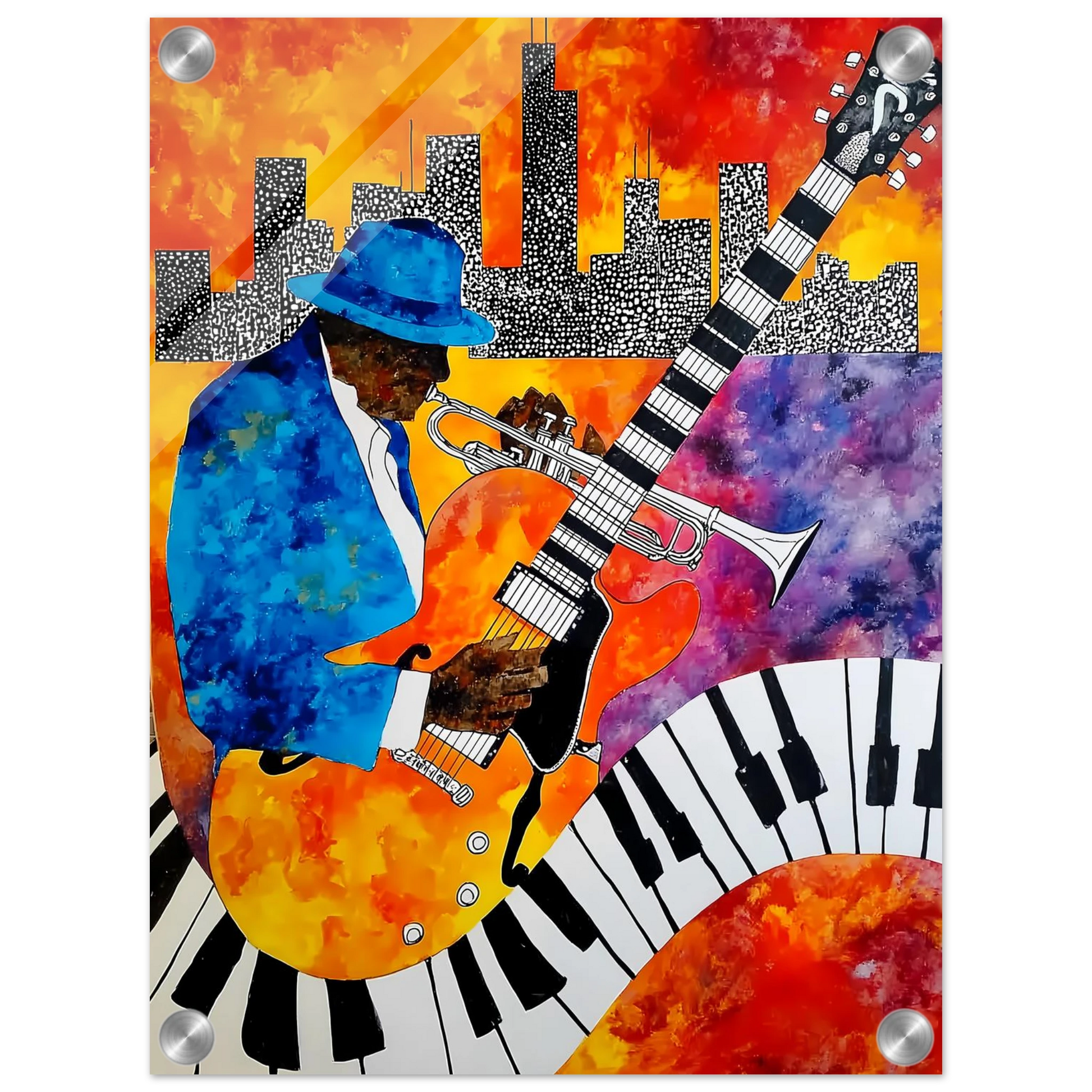 Blues en Ville — tableau plexiglas — vue 3 — art mural STNCL