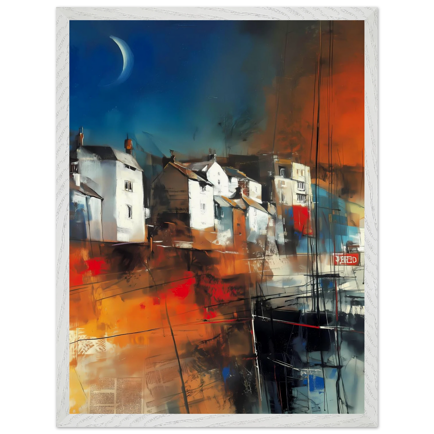 Port sous le Croissant de Lune — tableau encadré bois — vue 8 — art mural STNCL