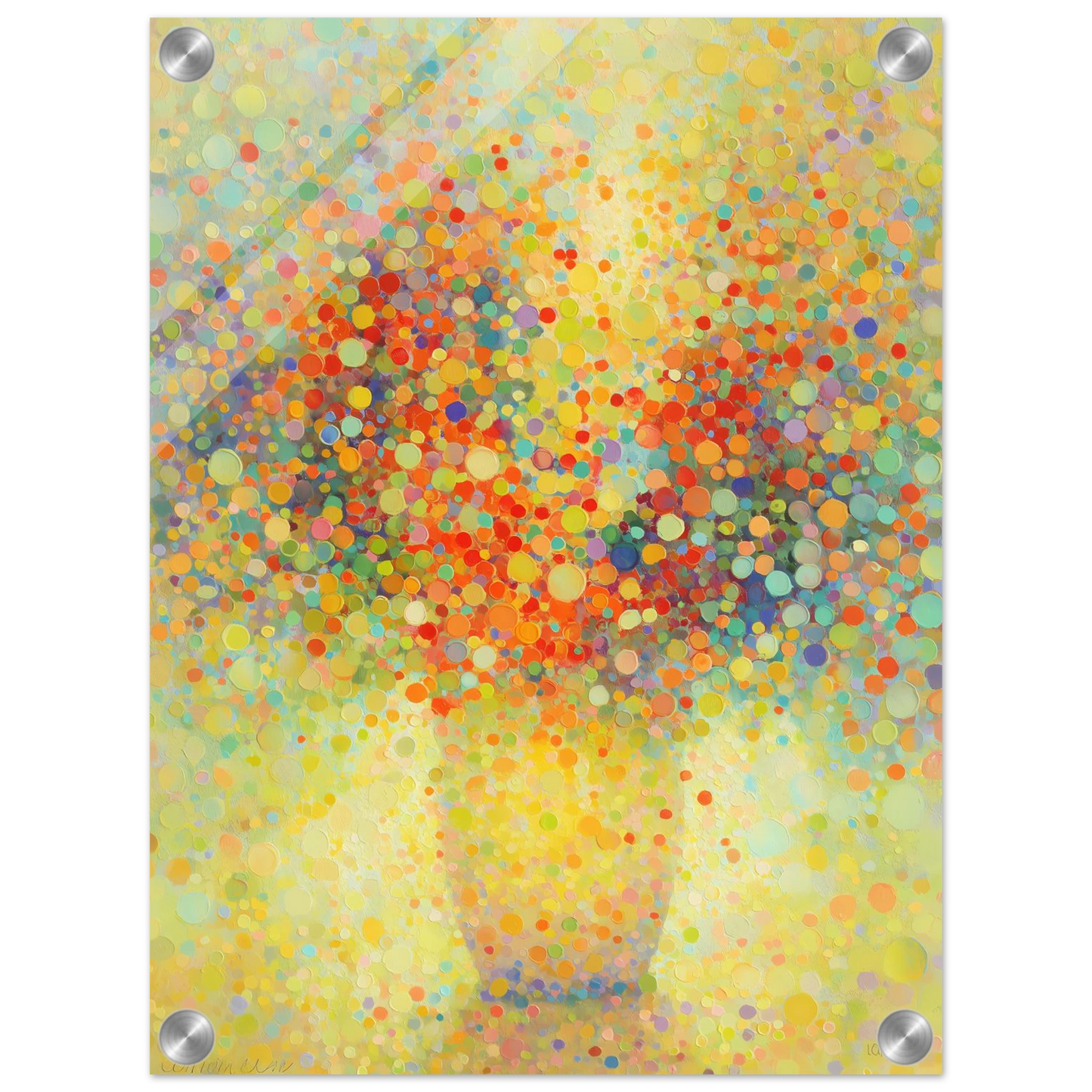 Floraison Pointilliste — tableau plexiglas — vue 3 — art mural STNCL