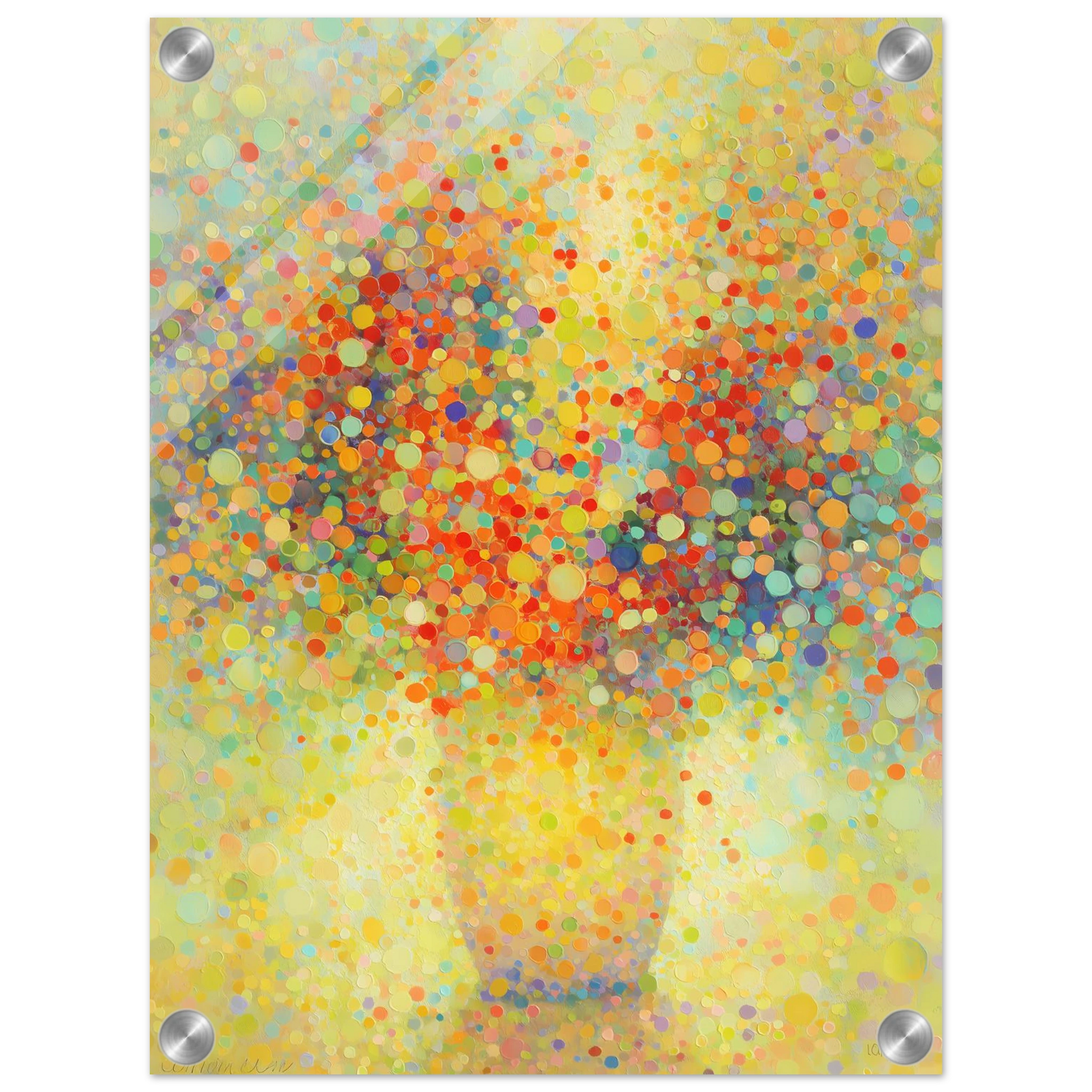 Floraison Pointilliste — tableau plexiglas — vue 3 — art mural STNCL