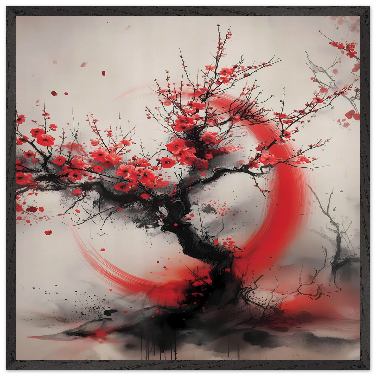 Enso et Prunier — tableau encadre bois — art mural STNCL
