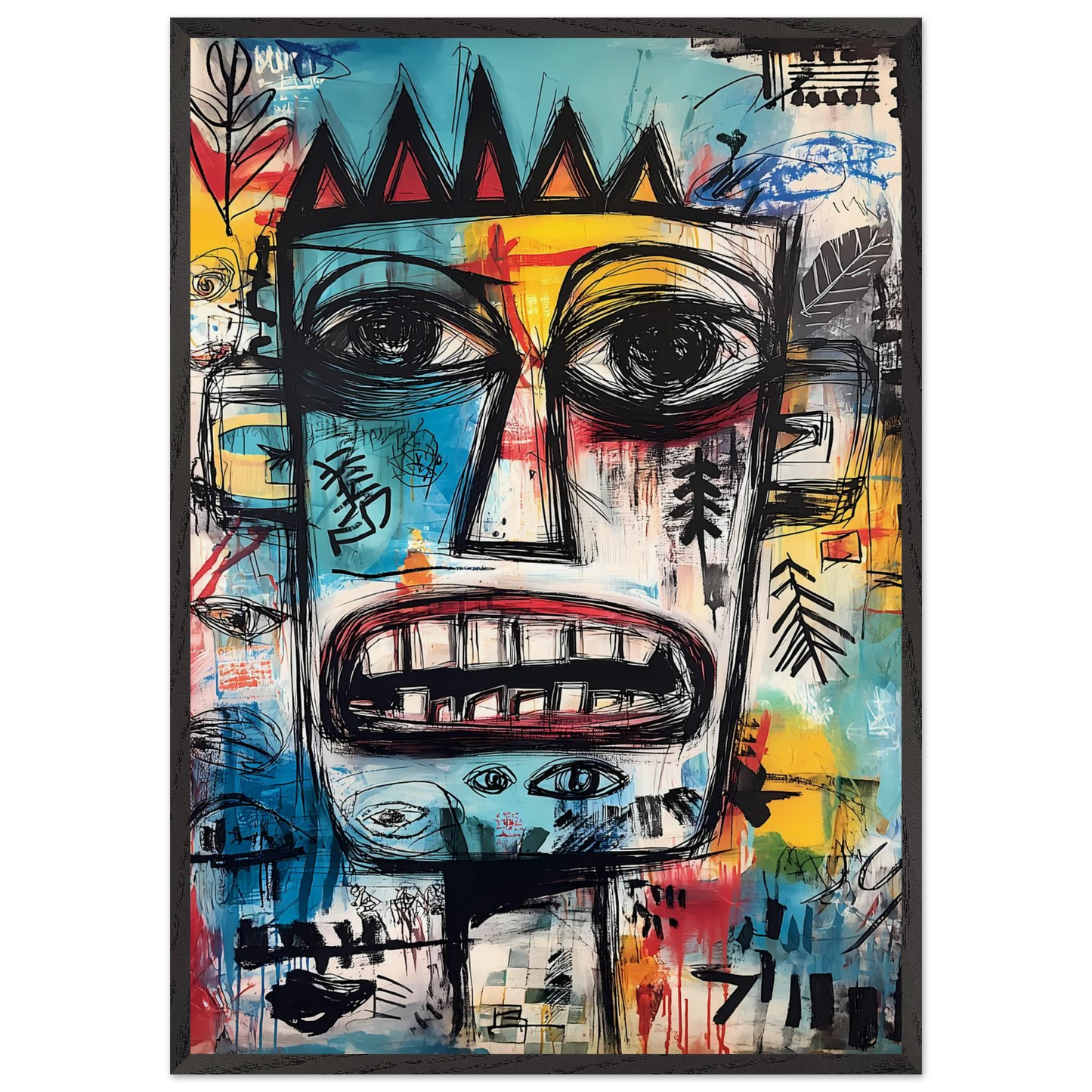 Roi Primitif — tableau encadré bois — art mural STNCL