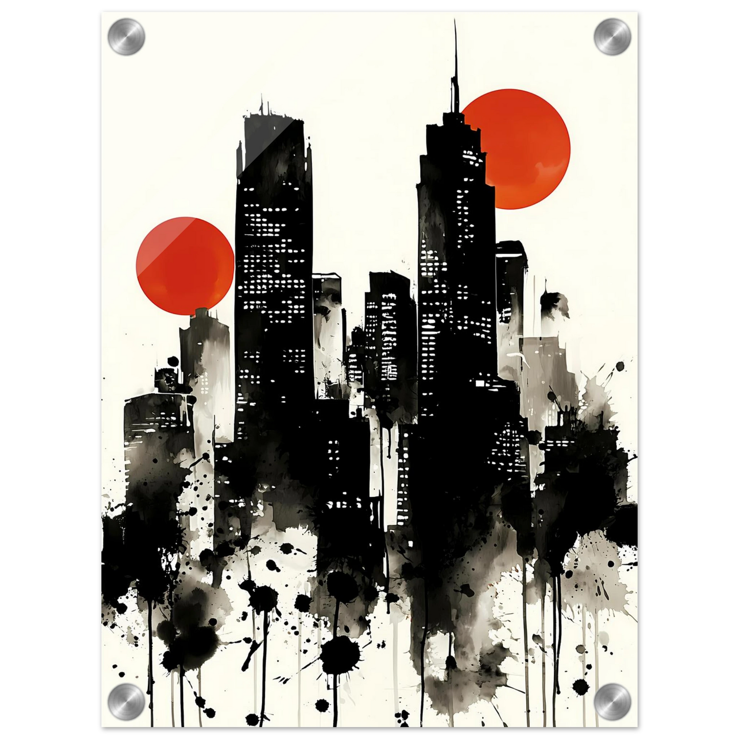 Ville d'Encre — tableau plexiglas — vue 3 — art mural STNCL