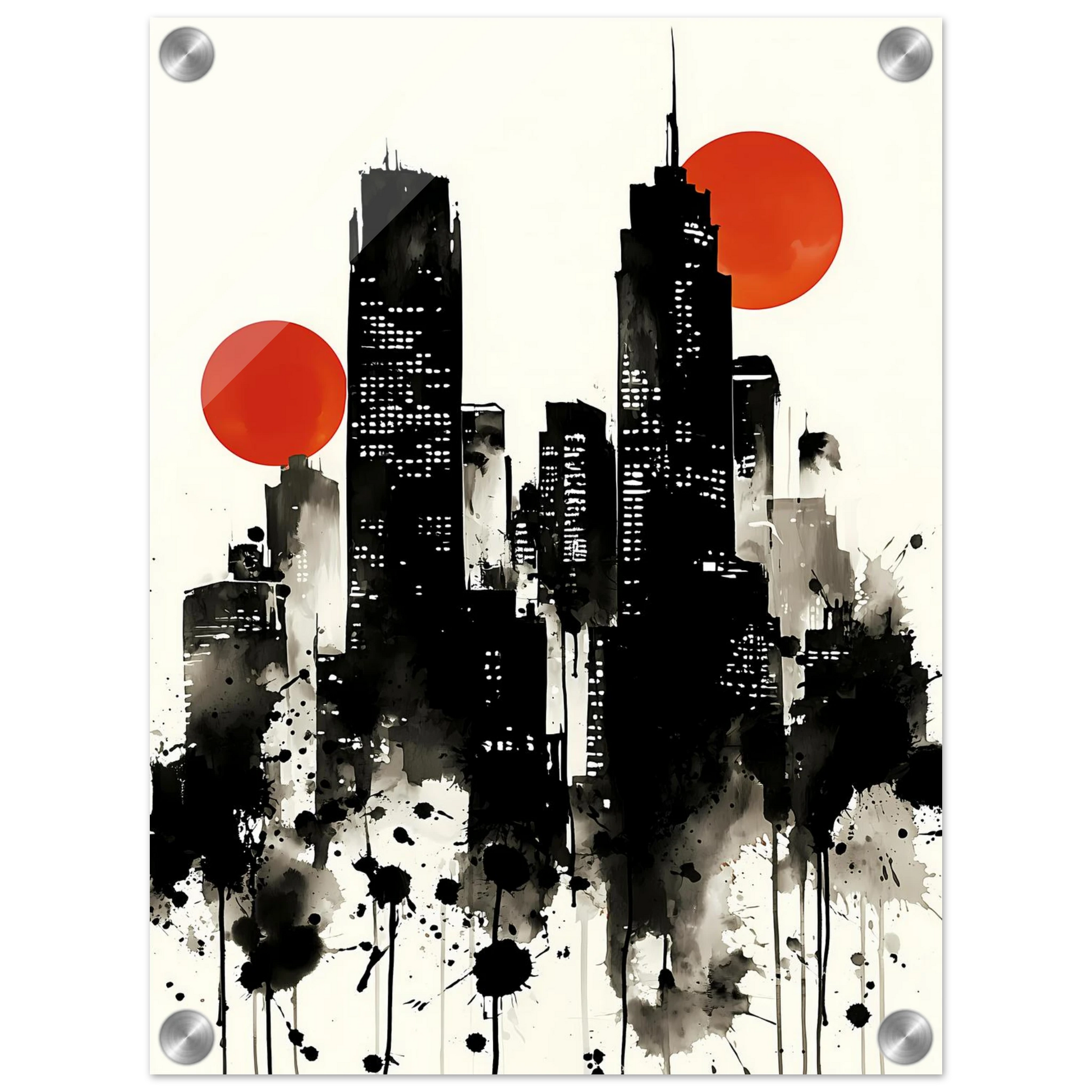 Ville d'Encre — tableau plexiglas — vue 3 — art mural STNCL
