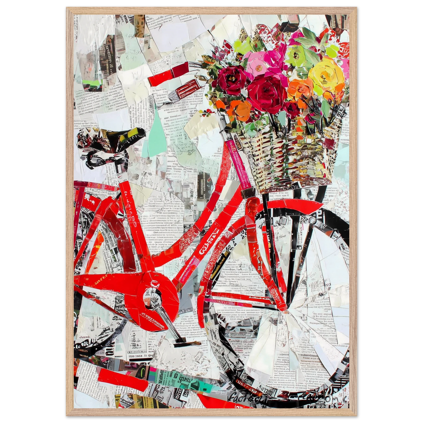 Le Vélo Fleuri — tableau encadré bois — vue 6 — art mural STNCL