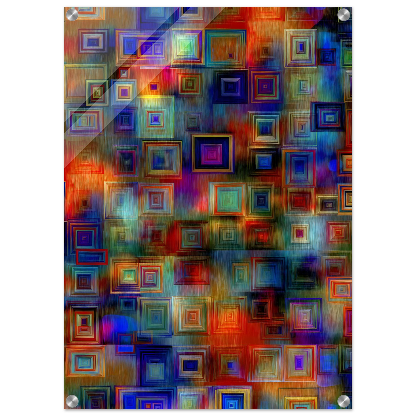 Trame de Carrés — tableau plexiglas — vue 2 — art mural STNCL