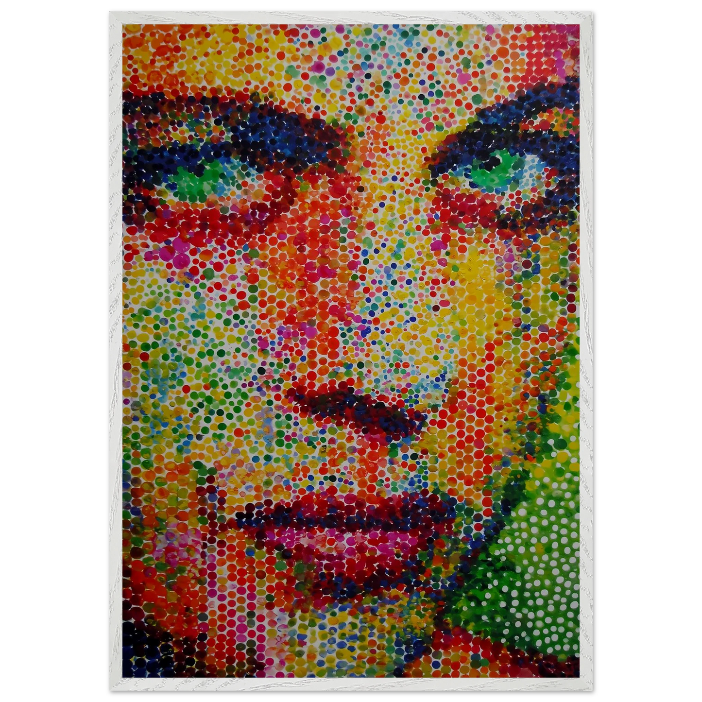 Le Visage en Points — tableau encadré bois — vue 5 — art mural STNCL
