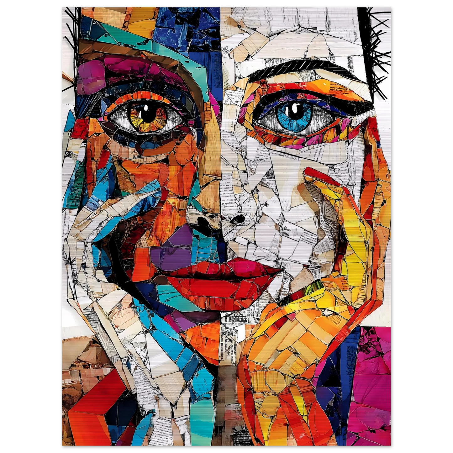Visages Déchirés — tableau aluminium — vue 2 — art mural STNCL