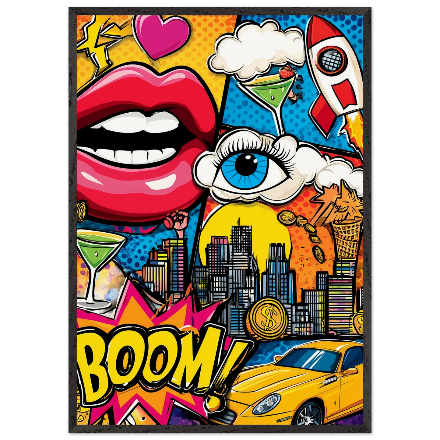 BOOM Pop Art — tableau encadre bois — art mural STNCL