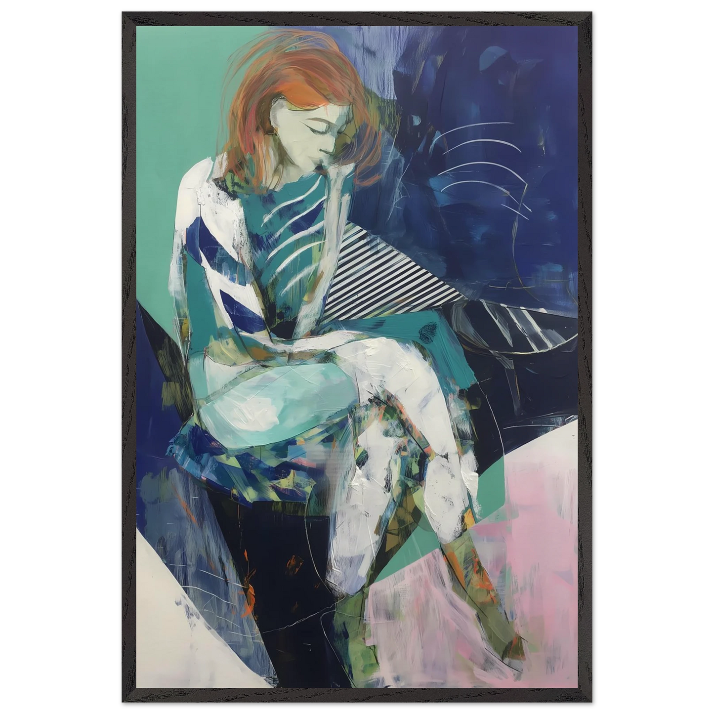 Songe au Repos — tableau encadré bois — vue 2 — art mural STNCL
