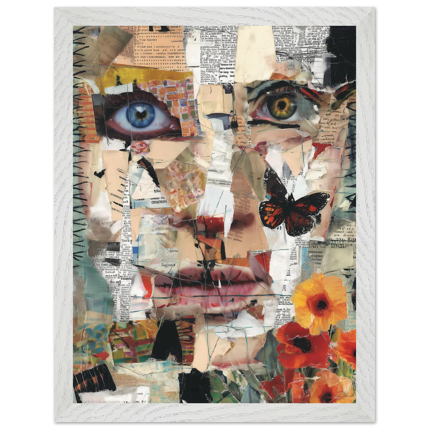 Le Visage de Papier — tableau encadré bois — vue 9 — art mural STNCL