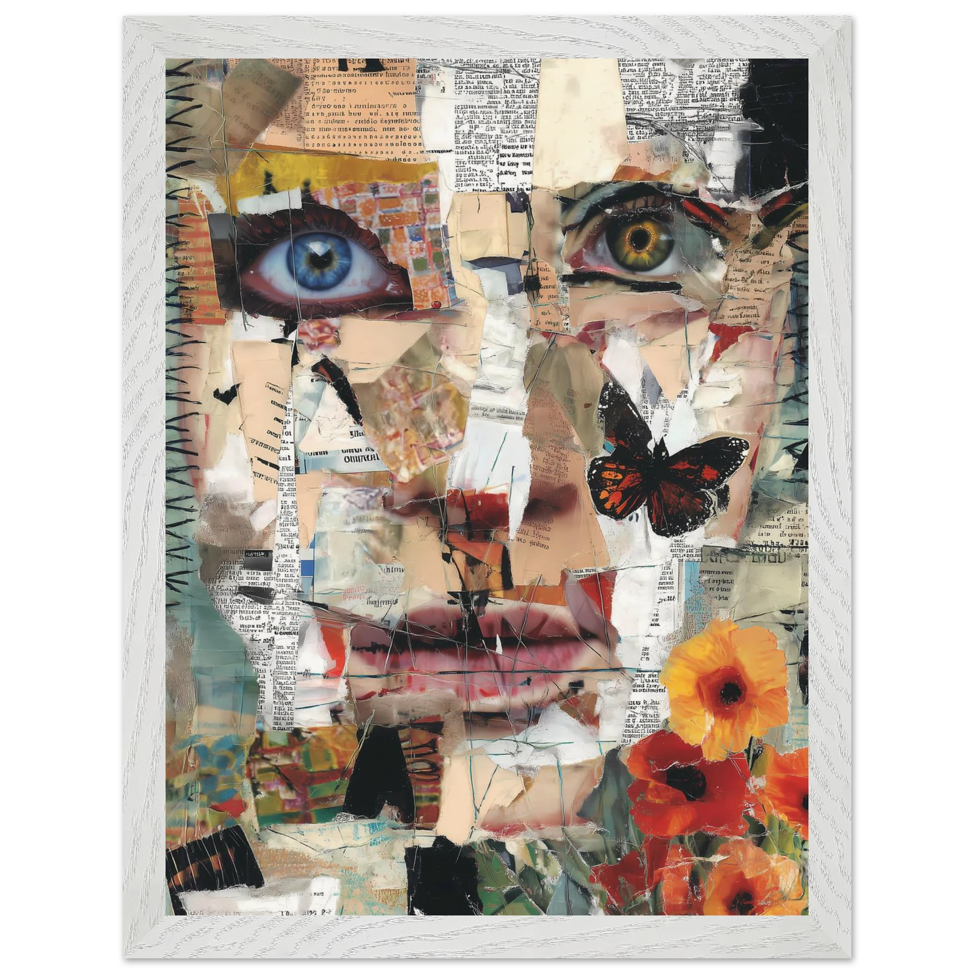 Le Visage de Papier — tableau encadré bois — vue 9 — art mural STNCL