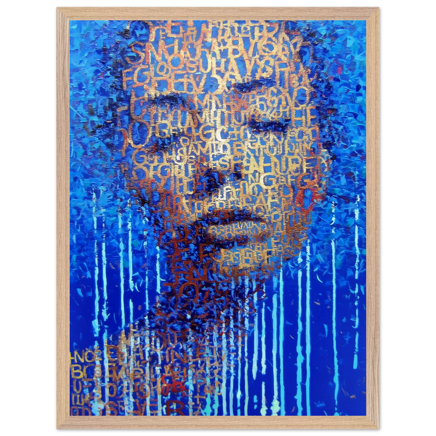 Visage de Lettres — tableau encadre bois — vue 3 — art mural STNCL