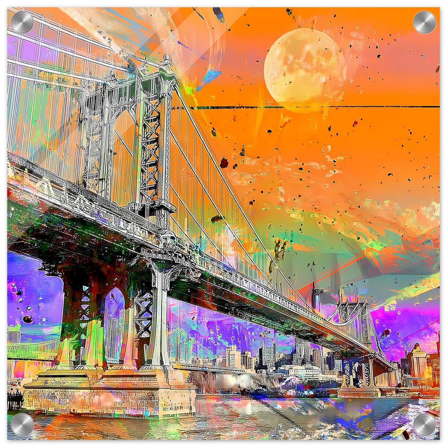 Pont sous la Lune — tableau plexiglas — vue 4 — art mural STNCL