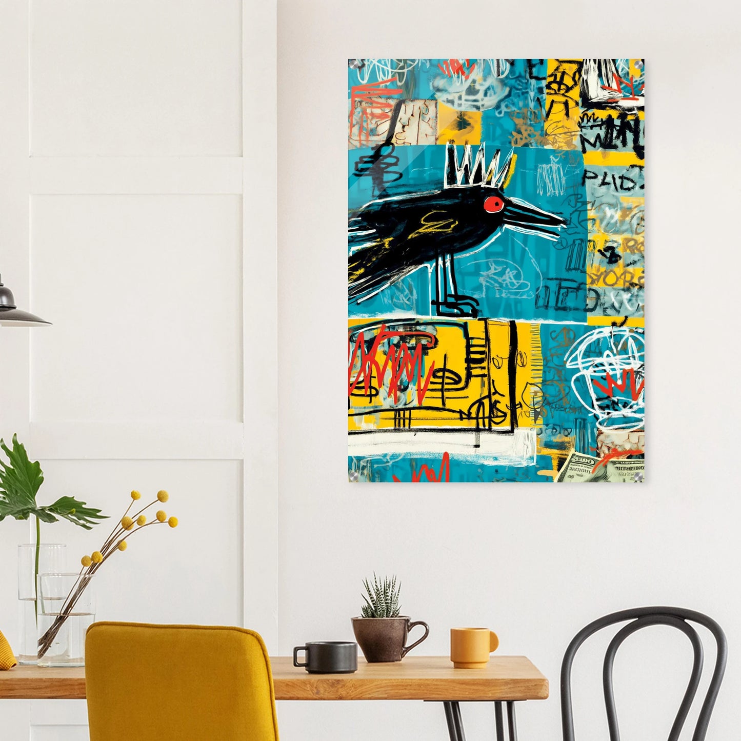 Corbeau Couronné — tableau plexiglas — vue 8 — art mural STNCL