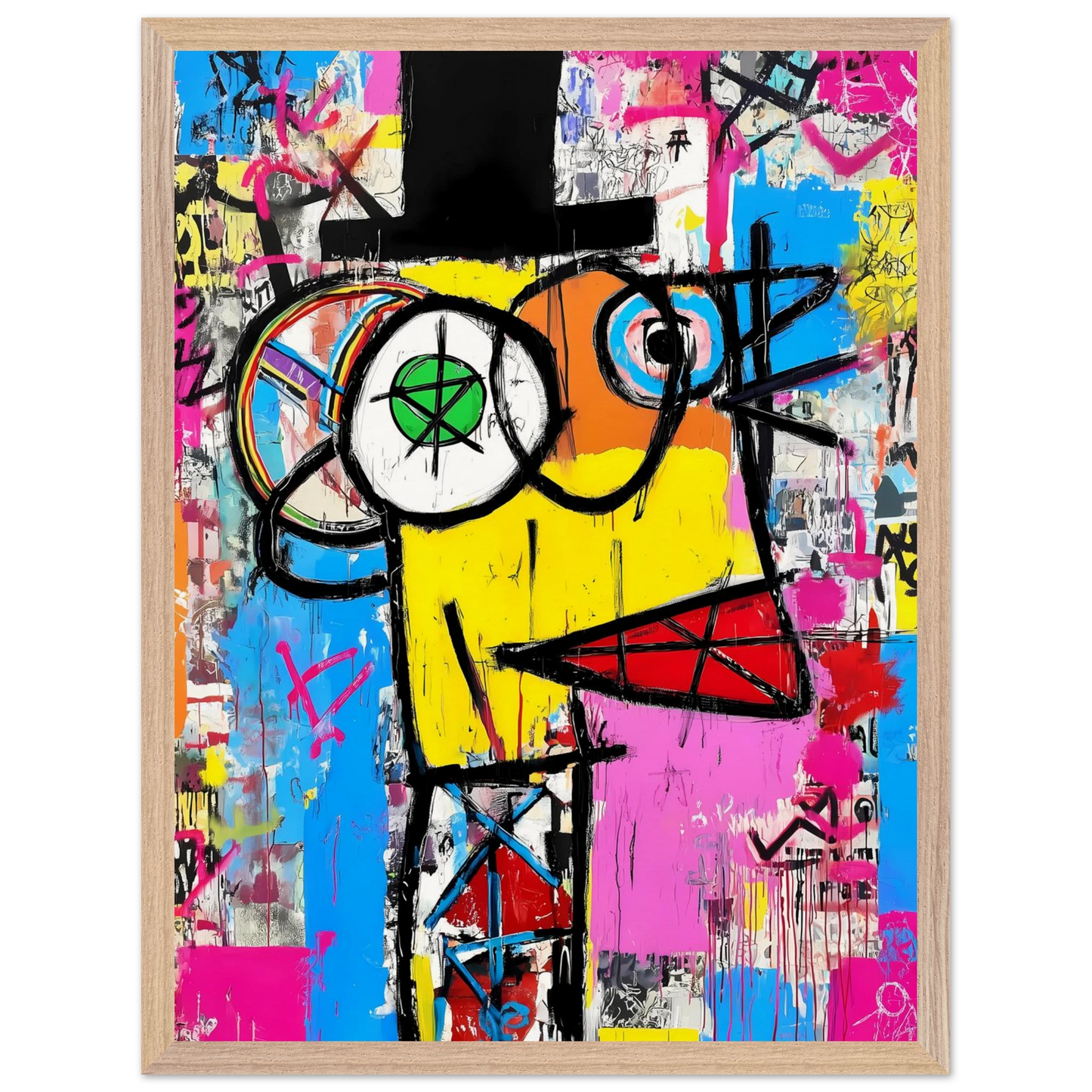 L'Homme au Chapeau Noir — tableau encadré bois — vue 3 — art mural STNCL