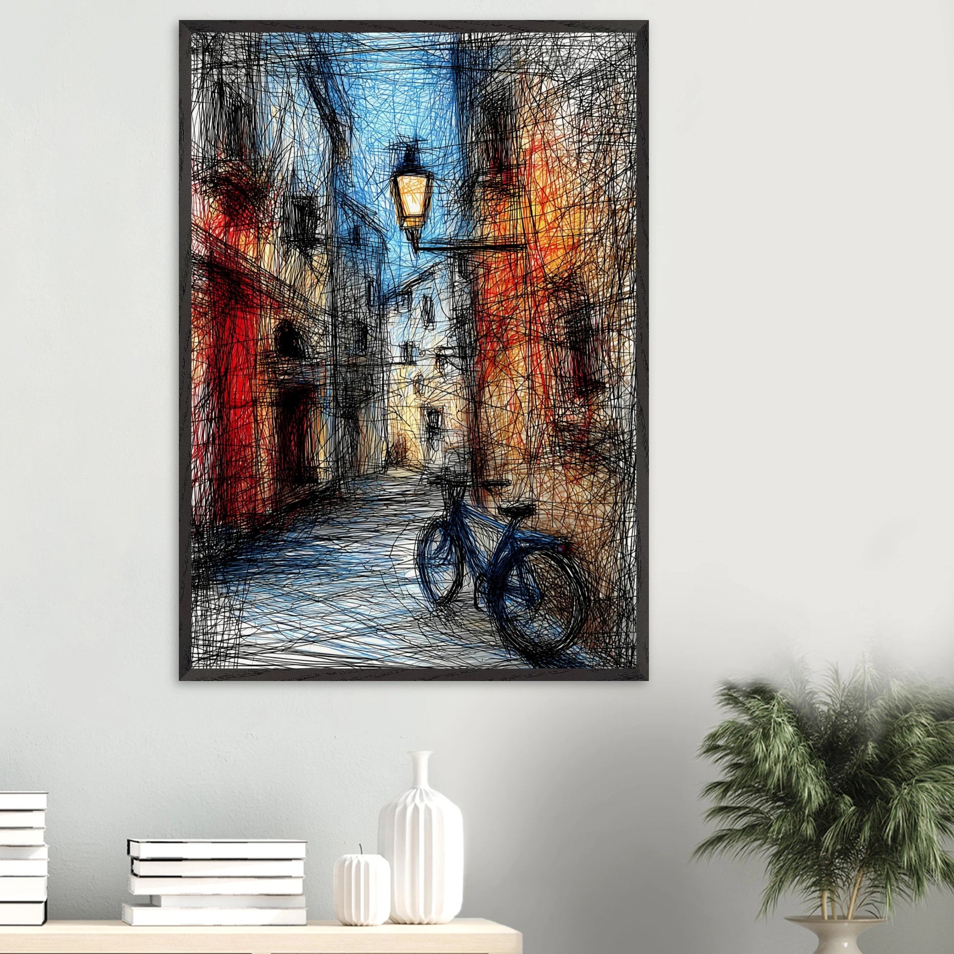 Ruelle à la Lanterne — tableau encadré bois — vue 16 — art mural STNCL